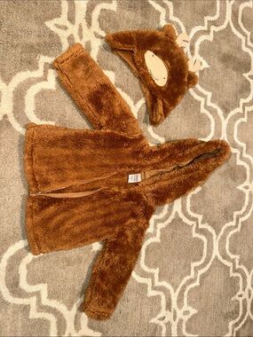 Carter's Plush Brown Fuzzy Hoodie with Animal Ears